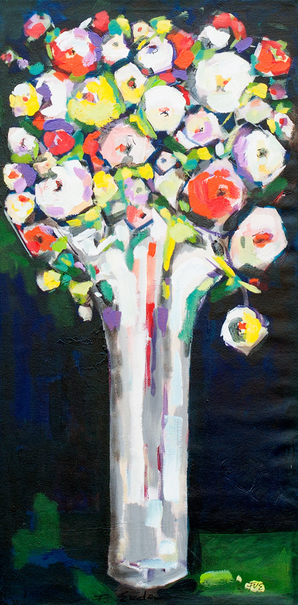Frits van Eeden + Flowers in long white vase 1